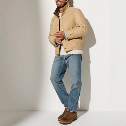 Lederjacke Herren Classic Stehkragen Echtleder