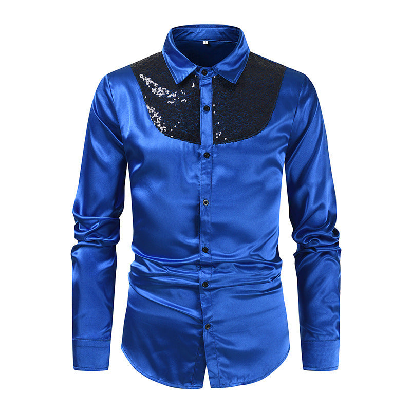 Elegantes Herren Satinhemd mit Pailletten Glanz
