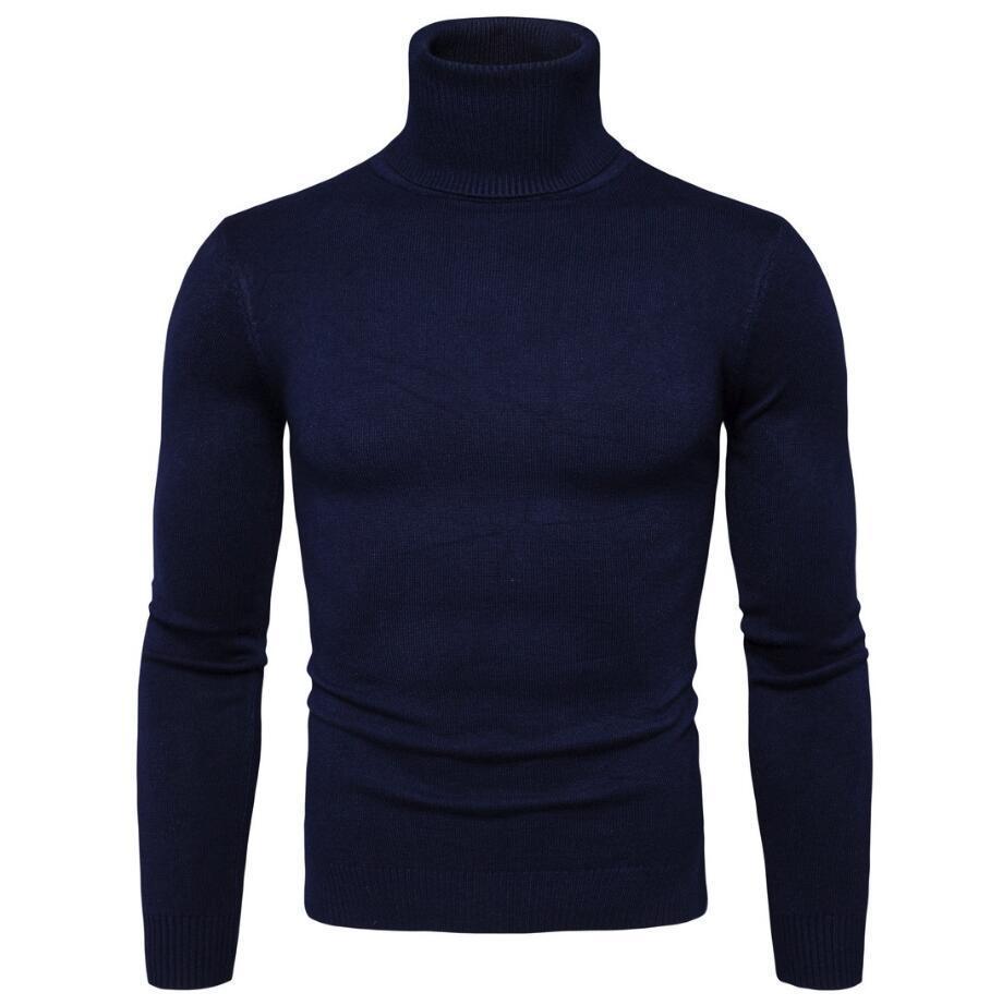 Herren Strickpullover Slim Fit Hochkragen Modern