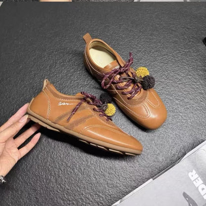 Damen Sneaker Bequem Pompon Design Weiße Sneakers Frauen