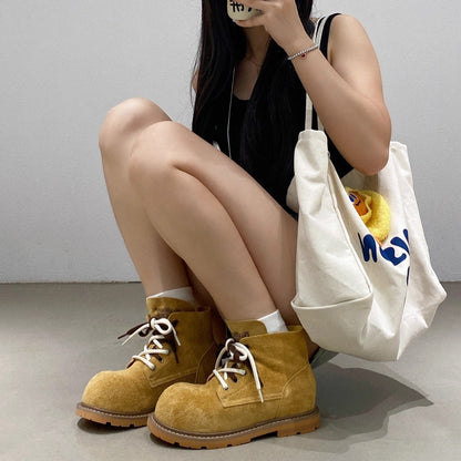 Damen Chelsea Boots Bequem Stilvoll Schnürsenkel