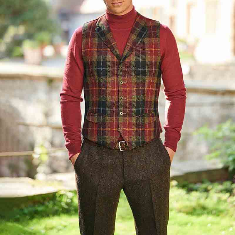 Herren Karo-Weste Elegante Weste Slim Fit Modern - BerlinGlamour