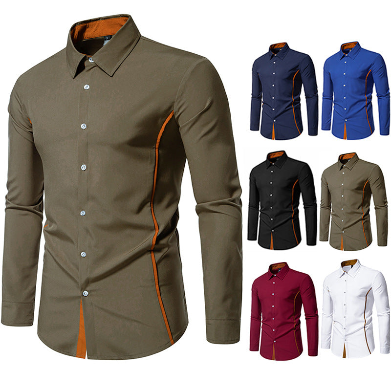 Herren Hemd Langarm Elegantes Business Hemd Mit Kontrastkragen - BerlinGlamour