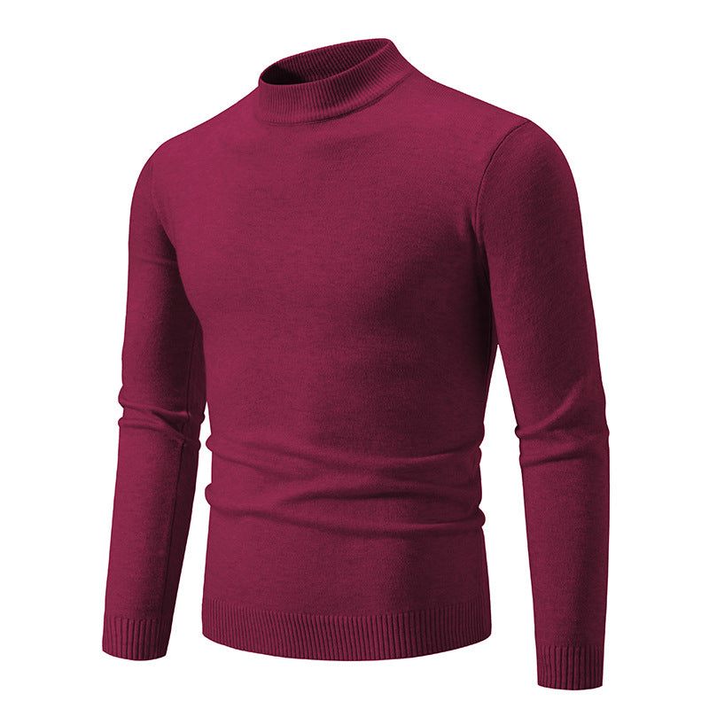 Herren Pullover Feinstrick Hochkragen Elastisch