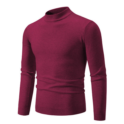 Herren Pullover Feinstrick Hochkragen Elastisch