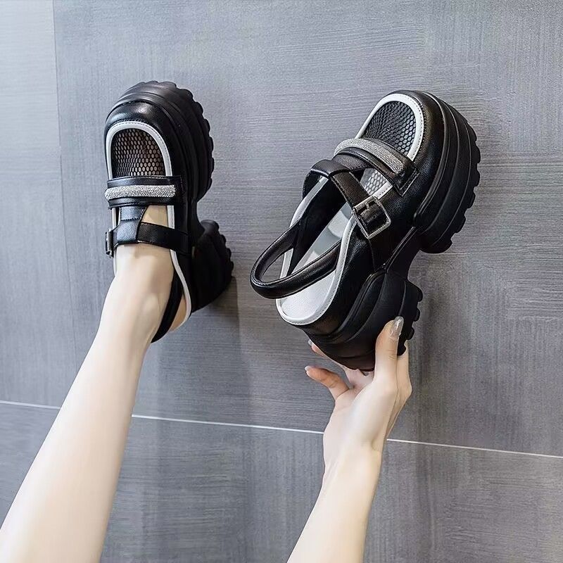 Damen Plattform-Sandalen Hoch mit Verstellbarem Riemen Rutschfest