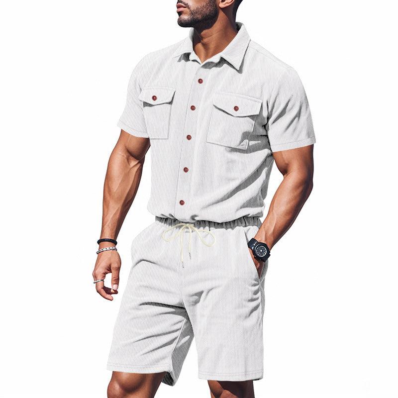 Herren Sommer Set Kurzarmhemd und Shorts Baumwolle