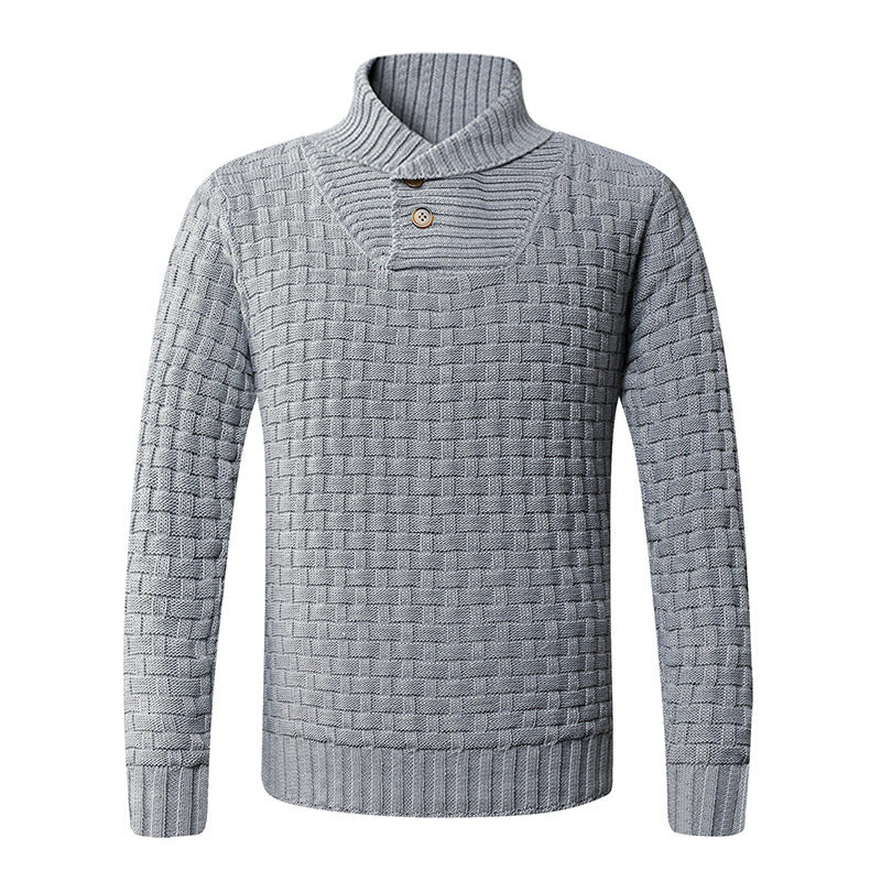 Herren Strickpullover Modern Schalkragen Knopf Detail Eleganz