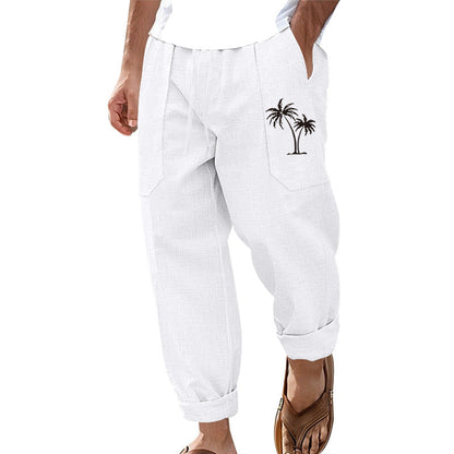Herren Leinenhose Bequem Mit Taschen Sommer