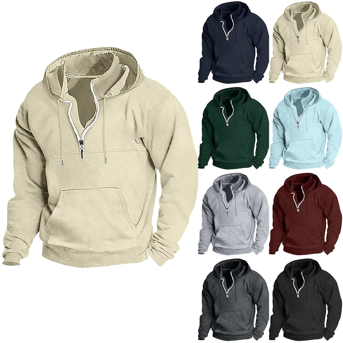 Herren Fleece Hoodie Halbzipp mit Kapuze Größe XL