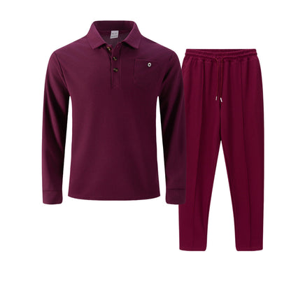 Herren Freizeitanzug Modern Strukturdesign Knopfleiste Casual