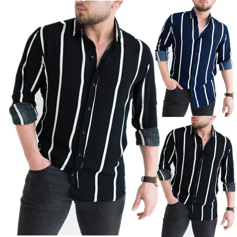 Herren Hemd Langarm Slim Fit Streifen Modern - BerlinGlamour
