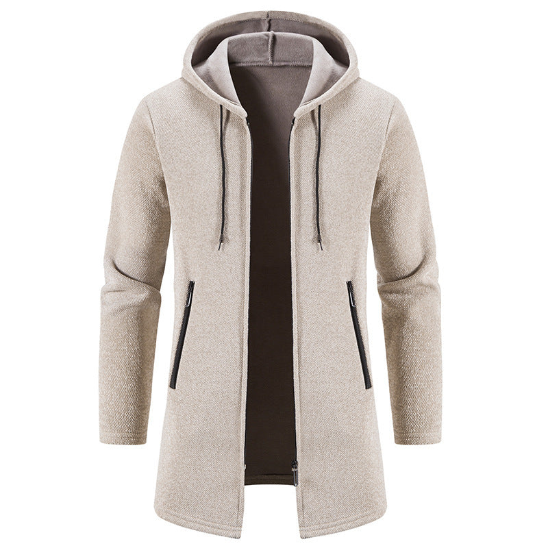 Herren Fleecejacke Kapuze Reißverschluss Taschen Sportlich
