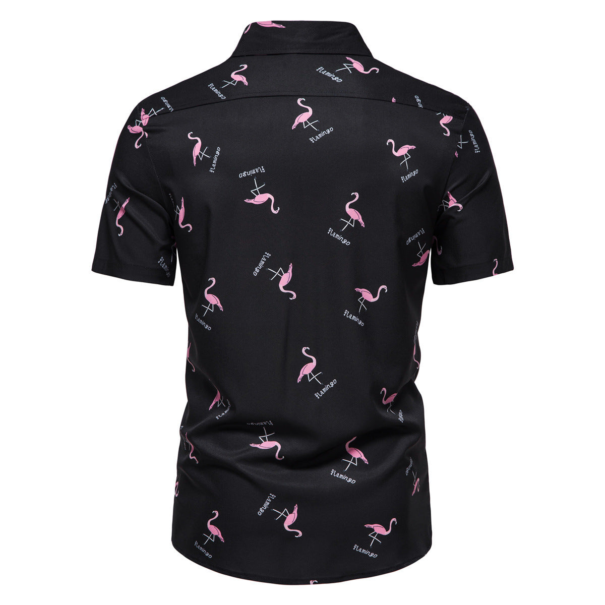 Herren Kurzarmhemd Flamingo Muster Sommer Modern