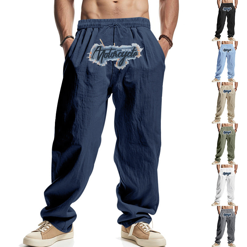 Herren Freizeithose Elastisch Mit Logo Aufdruck Casual