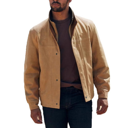 Lederjacke Herren Elegante Lederjacke mit Kragen Schwarz
