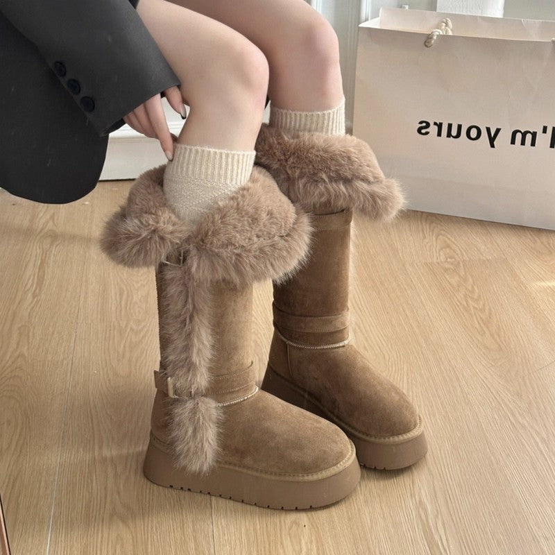 Damen Winterstiefel Kuschelig Weiches Kunstfell Warm