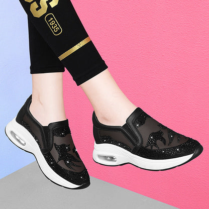 Damen Sneaker Glitzer Modisch Mesh Schuhe