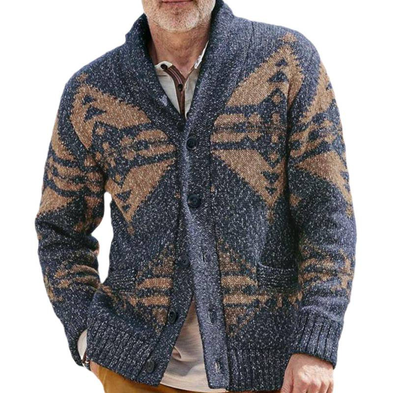 Herren Strickjacke Muster Strick Modern mit Taschen