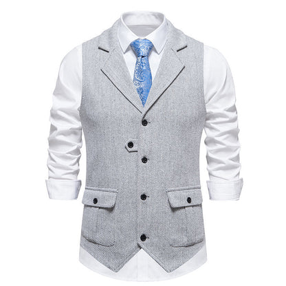Herren Anzugweste Modern Herringbone Design mit Taschen