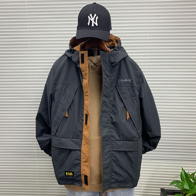 Herren Outdoor-Jacke Wasserdicht Funktional Mit Verstellbarem Bund