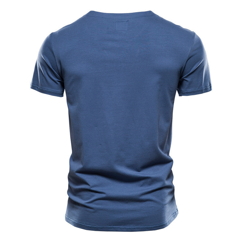 Herren Kurzarm-Shirts Modern mit Brusttasche und Henley-Ausschnitt