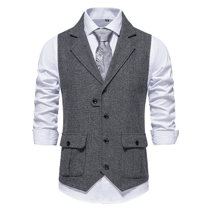 Herren Anzugweste Modern Herringbone Design mit Taschen
