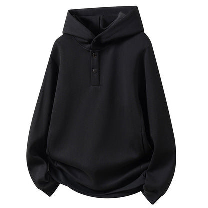 Herren Kapuzenpullover Knopfleiste Kängurutasche Modern Sportlich - BerlinGlamour