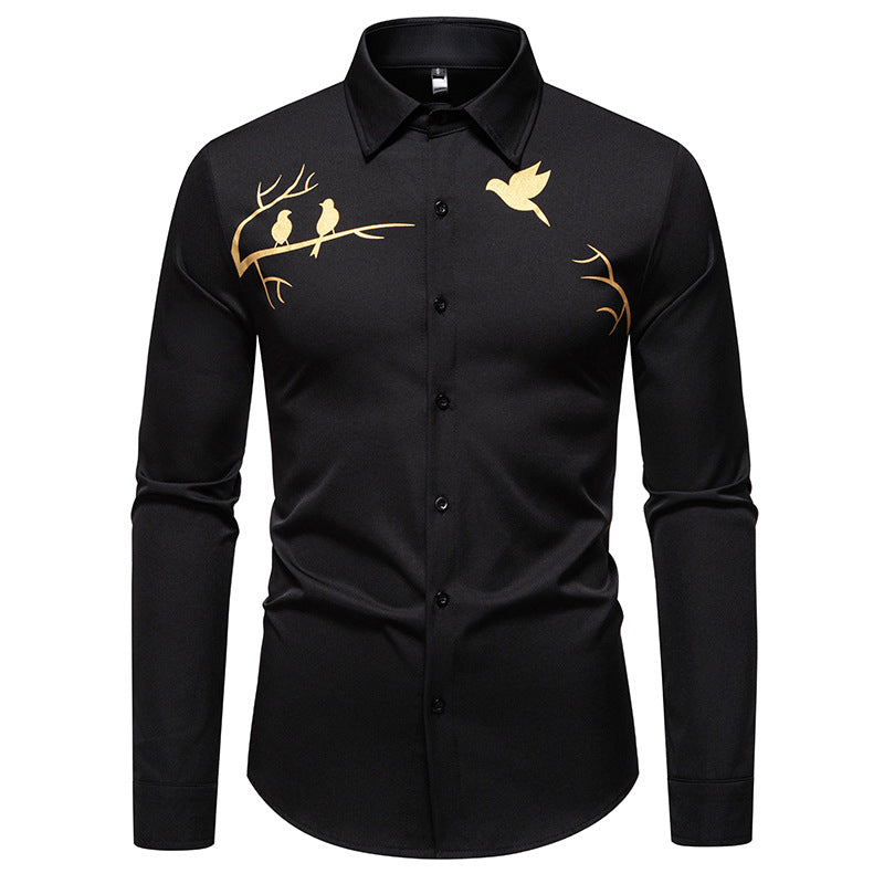 Herren Langarmhemd Vogel Motiv Berlin Style