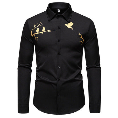 Herren Langarmhemd Vogel Motiv Berlin Style
