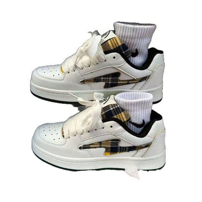 Damen Sneaker Karomuster Weich mit Dämpfung