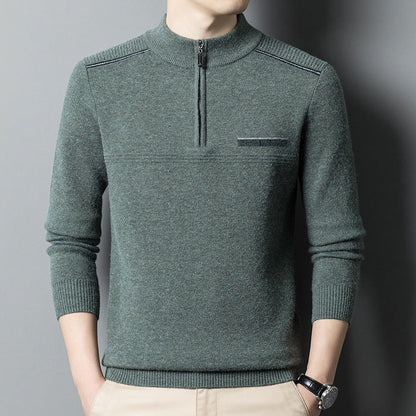 Herren Stehkragenpullover Modern Reißverschluss Schwarz