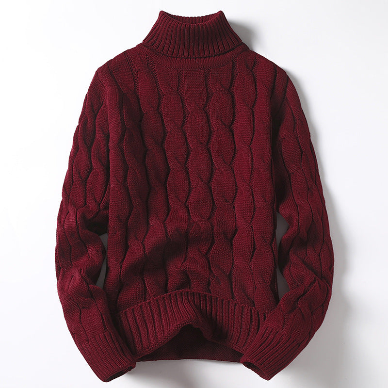 Herren Strickpullover Rollkragen Zopf Muster Winter