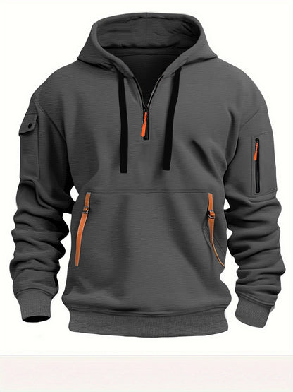 Herren Kapuzenpullover Funktional mit Reißverschlusstaschen Modern