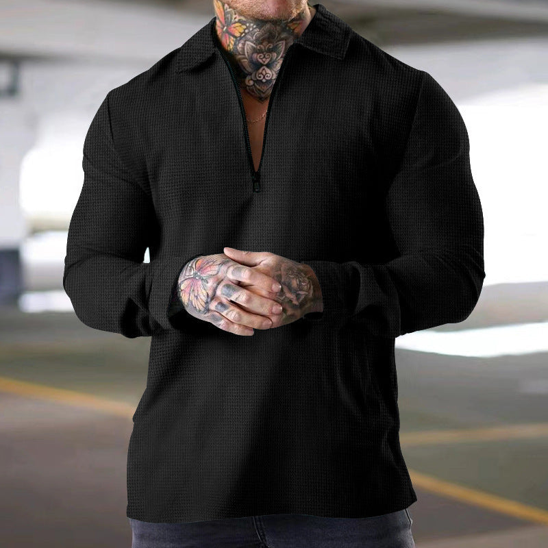 Herren Langarmbluse Elegante Mit Reißverschluss
