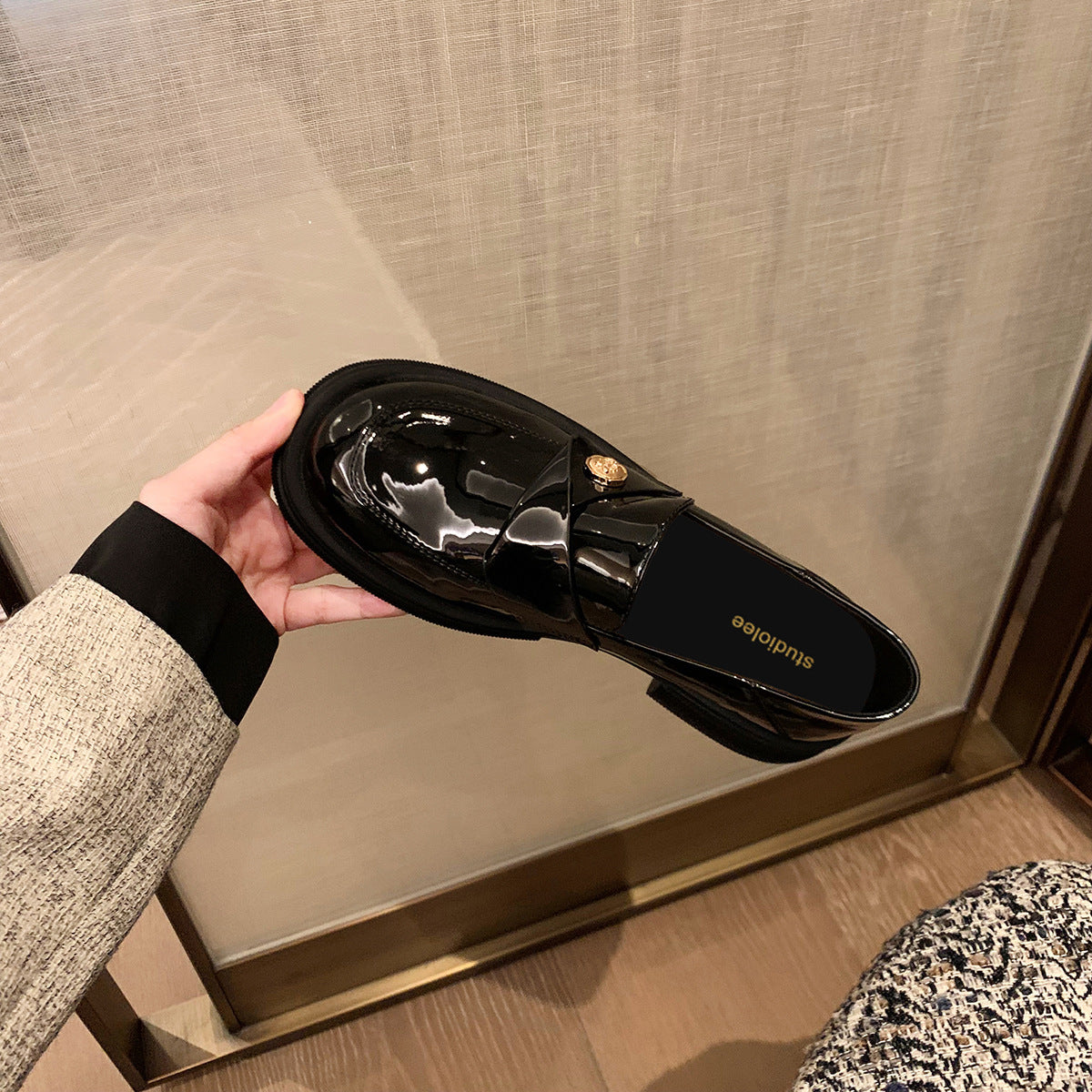 Damen Pantoletten Glänzend Dekorativ Schuhe Damen