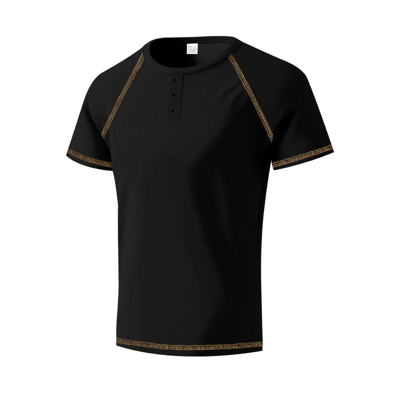 Herren Kurzarm Hemd Modern mit Kontrastknöpfen Trendy Style
