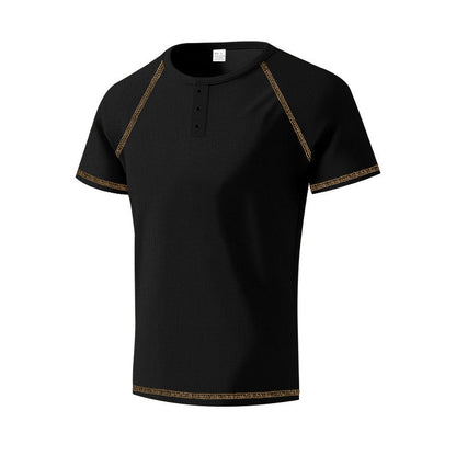 Herren Kurzarm Hemd Modern mit Kontrastknöpfen Trendy Style
