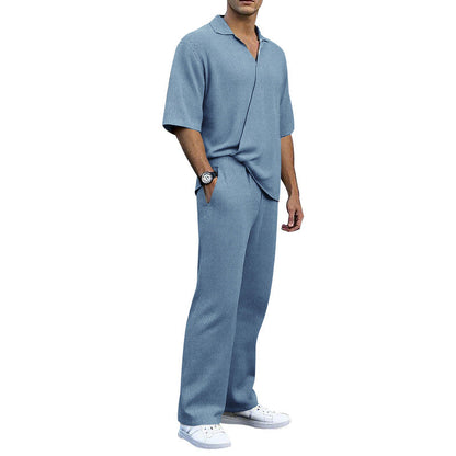 Herren Strickanzug Set mit Polohemd Bequem Modern
