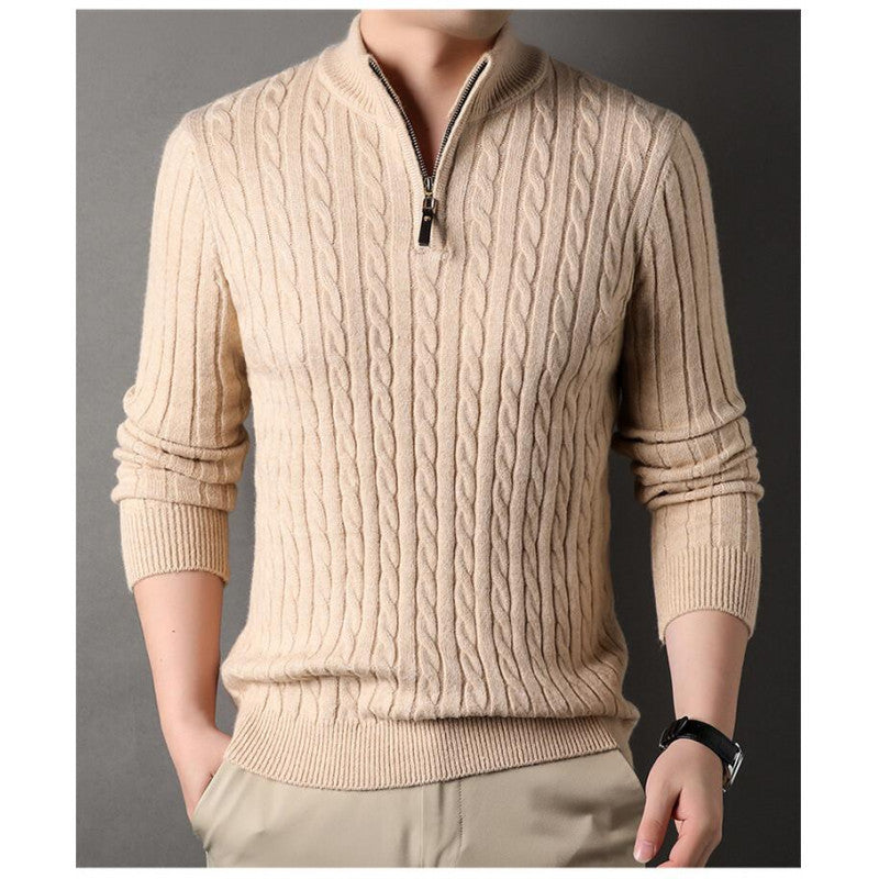 Herren Strickpullover Kabelmuster Elegant Langarm - BerlinGlamour
