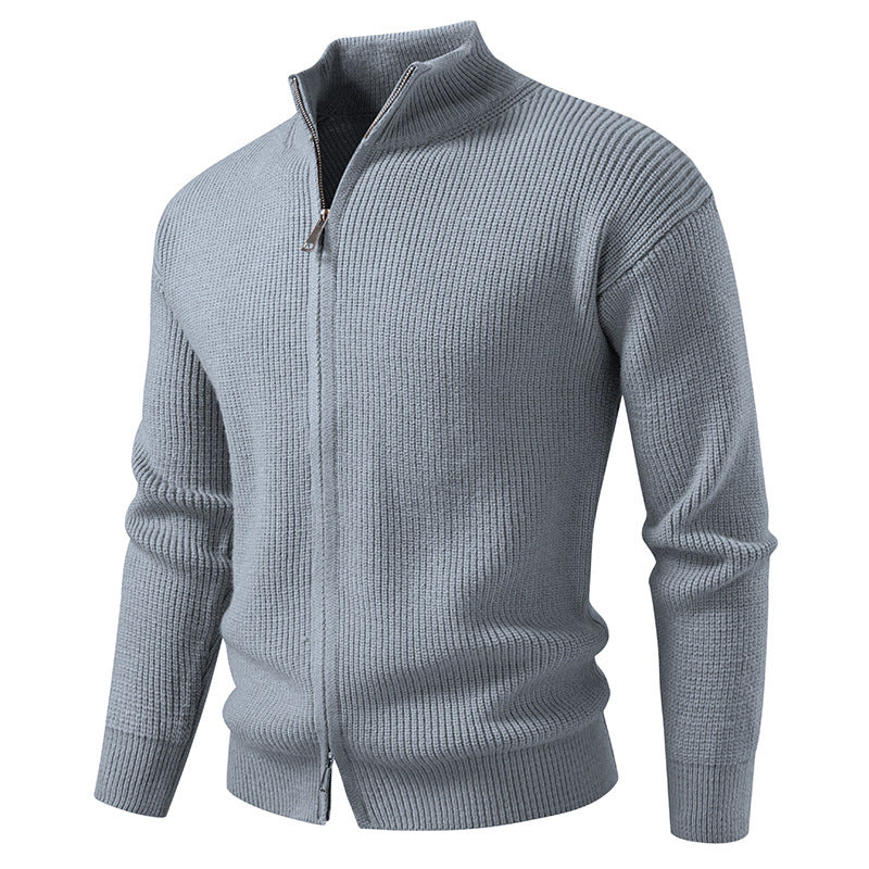 Herren Strickjacke Hochkragen Reißverschluss Modern