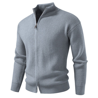 Herren Strickjacke Hochkragen Reißverschluss Modern