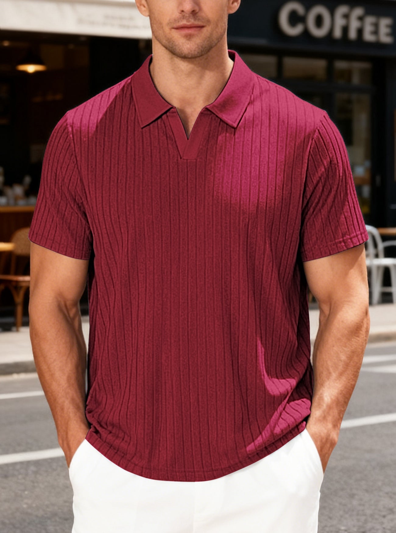 Herren Poloshirt Strukturiertes Muster Modern