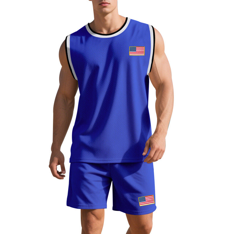 Herren Sportanzug Ärmellos Kurz ShortsFitness