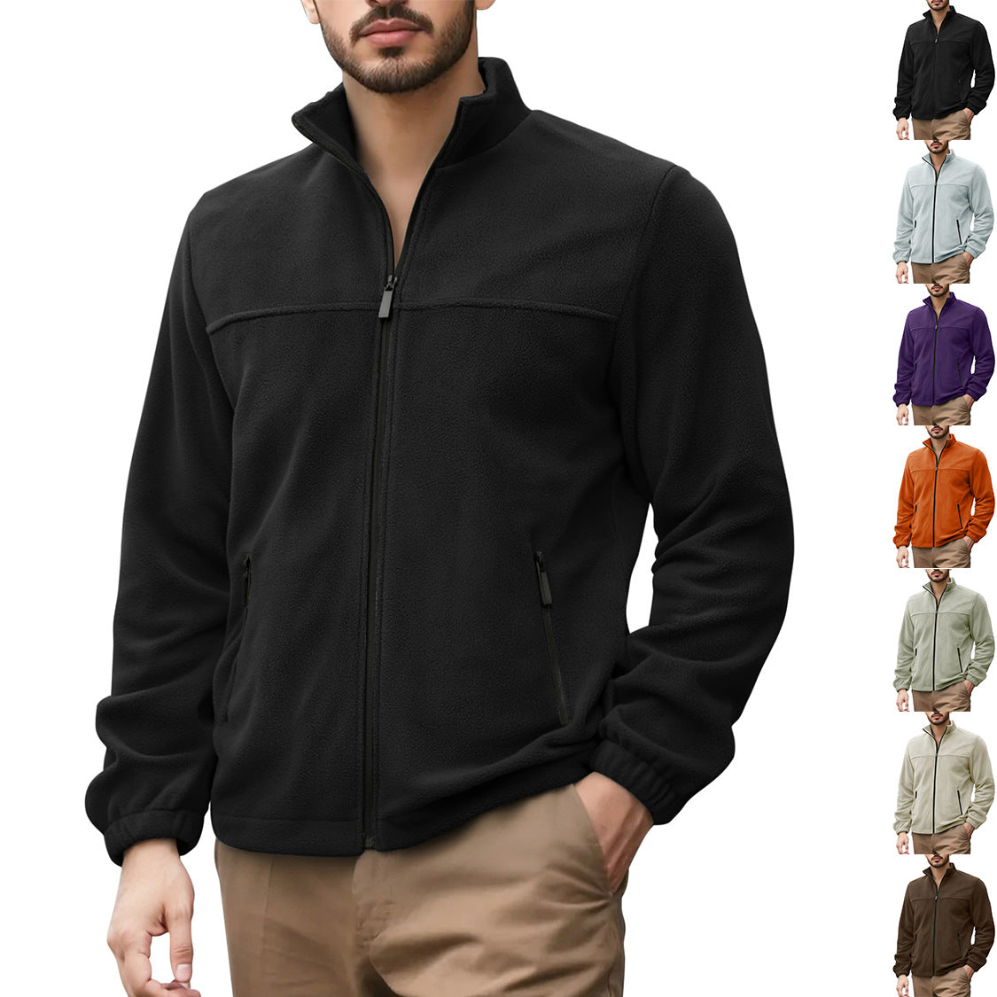 Herren Fleecejacke Hochkragen Warm Schwarz - BerlinGlamour