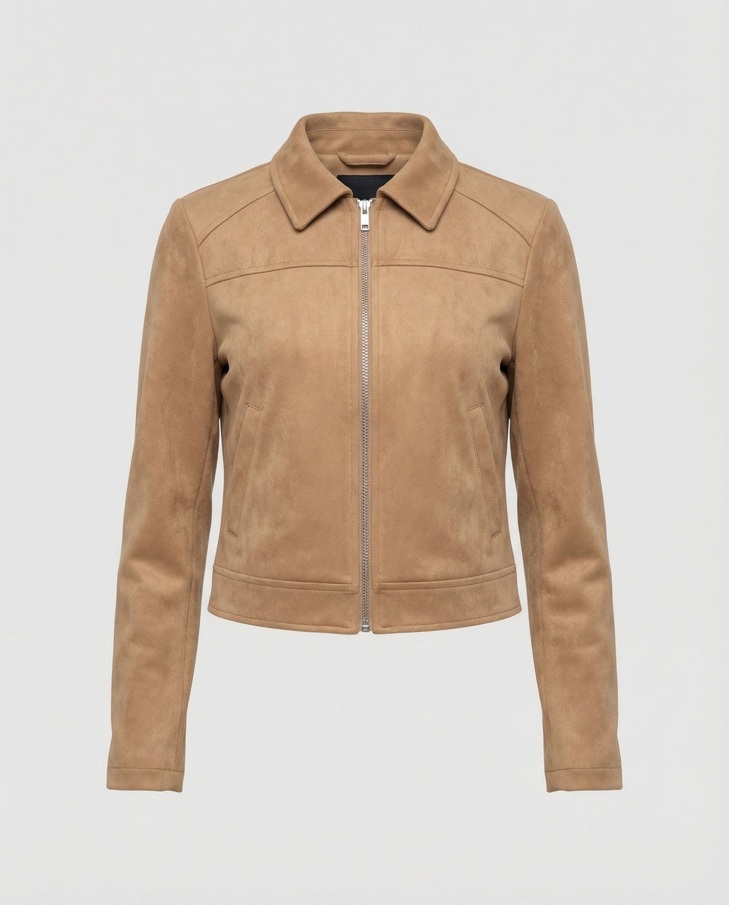 Lederjacke Damen Kurz Wildleder Optik Schnellverschluss