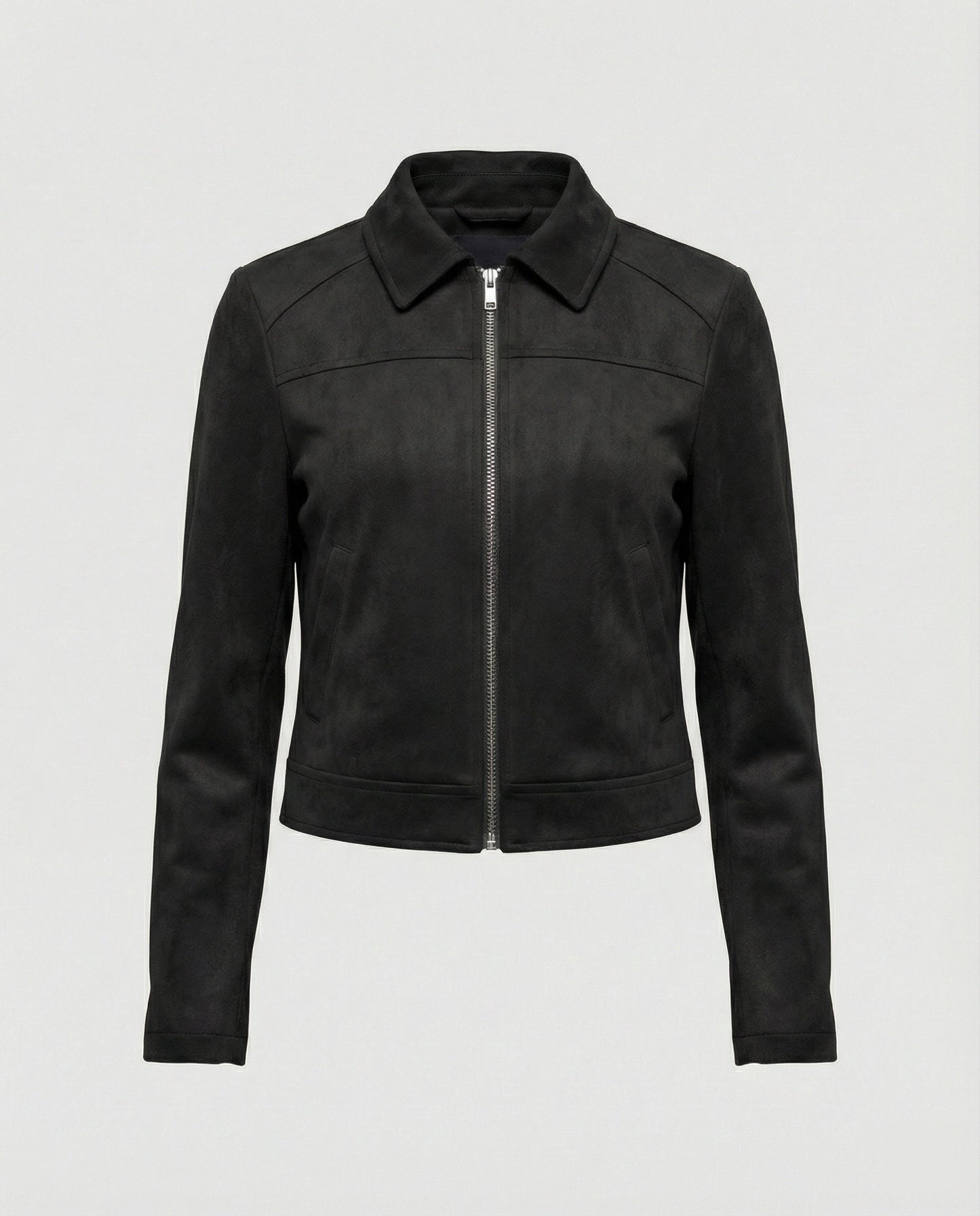 Lederjacke Damen Kurz Wildleder Optik Schnellverschluss