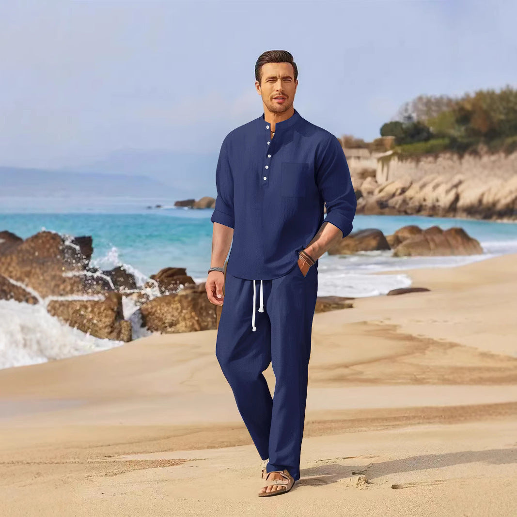 Herren Strandanzug Modern mit Stehkragen und Taschen