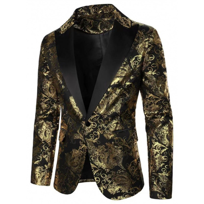 Herren Smoking Blazer Elegant Floralmuster Schwarzer Anzug