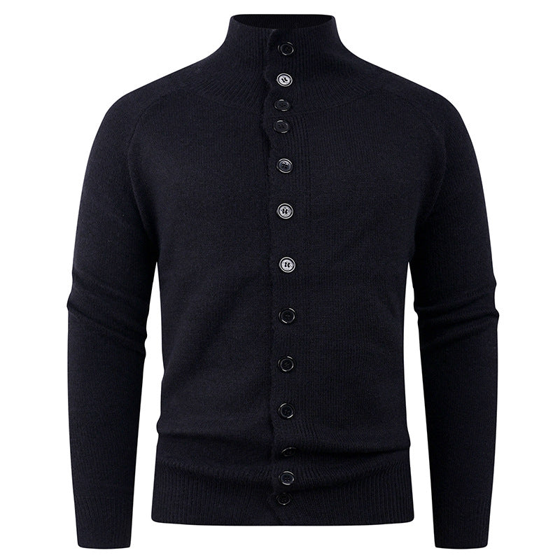 Herren Strickjacke Stehkragen Knopfverschluss Modern